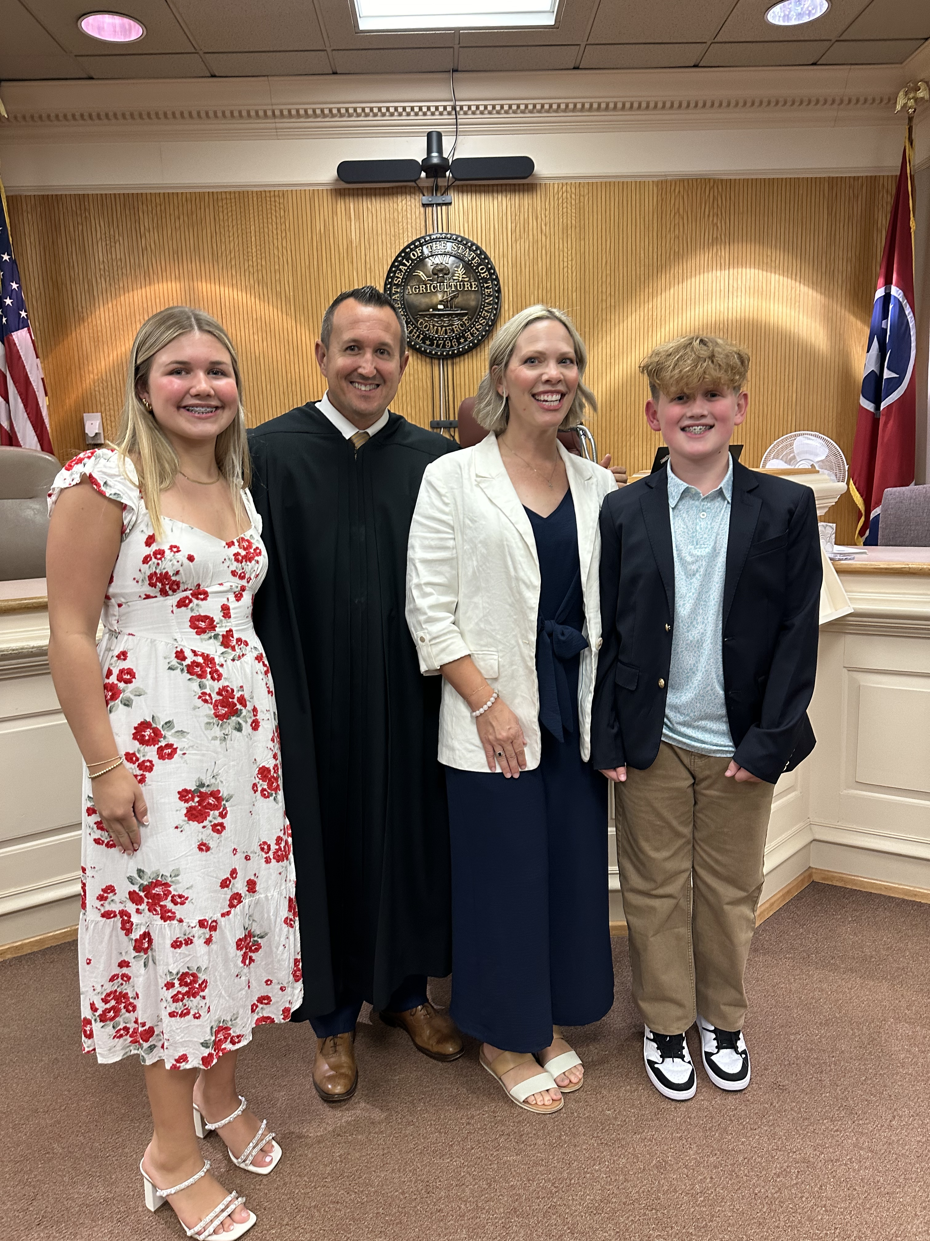 Judge Rose with his wife, Jenny, and their children